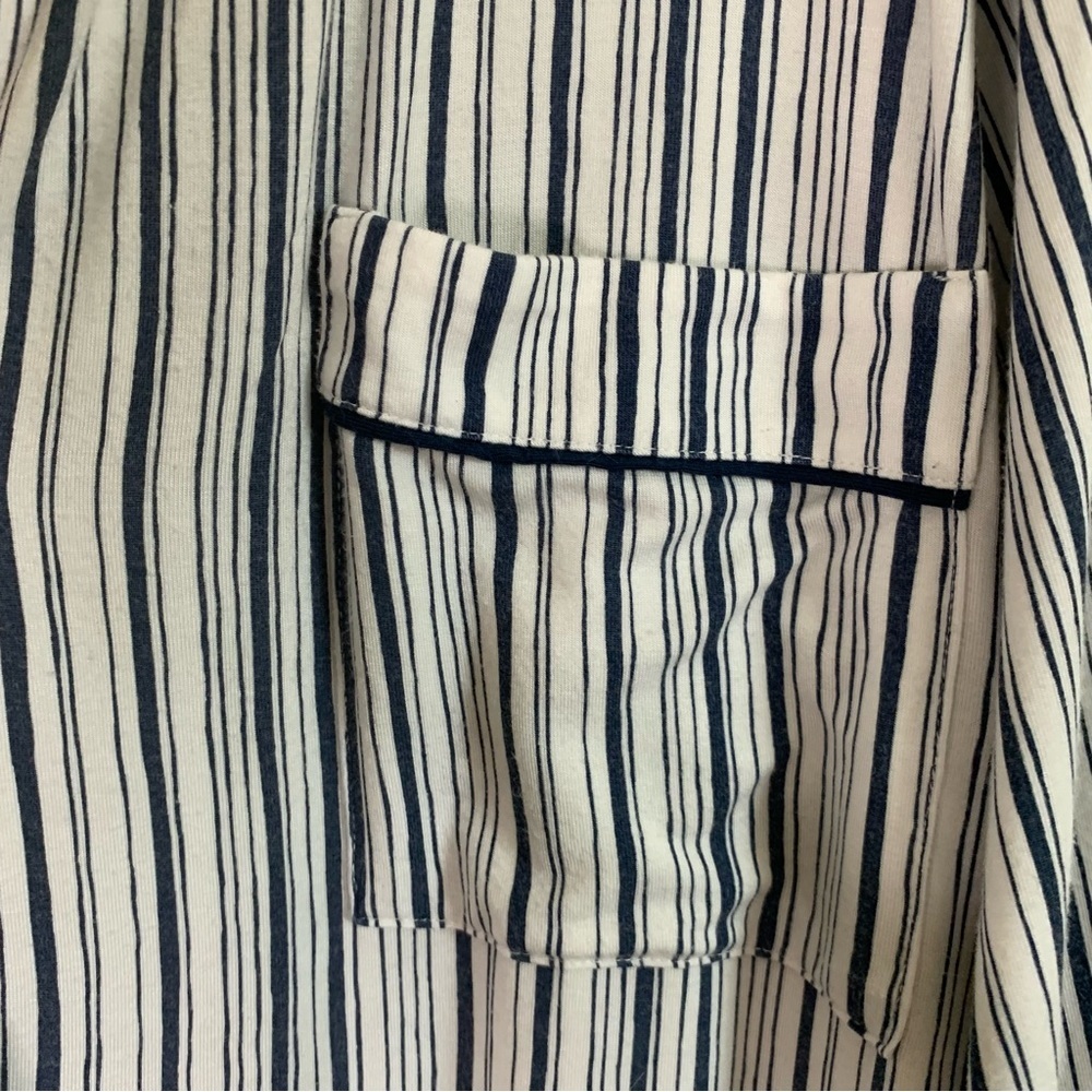 Eberjey Gisele Long PJ Set in Off White & Indigo Stripe XL - Picture 13 of 14